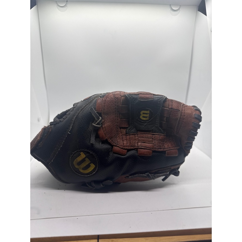 Wilson 12.5 Inch Baseball Glove Genuine Leather Basket Web Brown Black A443